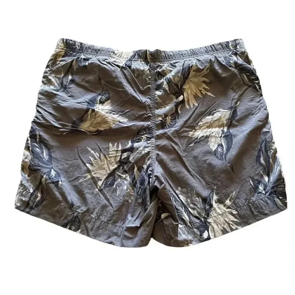 Nautica Gray Blue Men’s Floral Print Short Swimming Trunk Pants SZ S # 1053